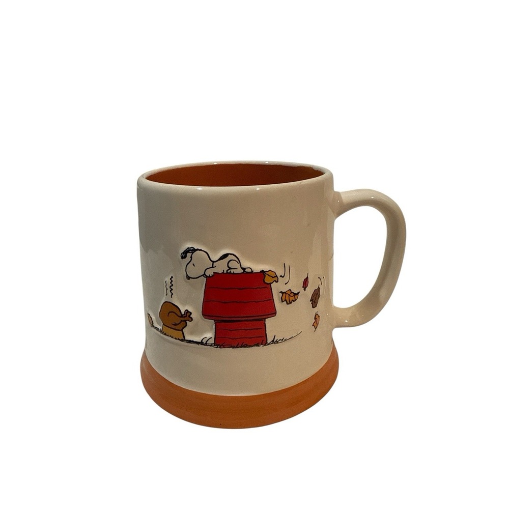 Peanuts x Rae Dunn Snoopy GIVE THANKS Thanksgiving Turkey Fall 2 Sided 20 oz Mug
